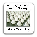 Humanity-- And How We Got This Way, 1998, detail view of Muslim Army, hydrocal forms, mixed medium, 29 ciba-clear prints