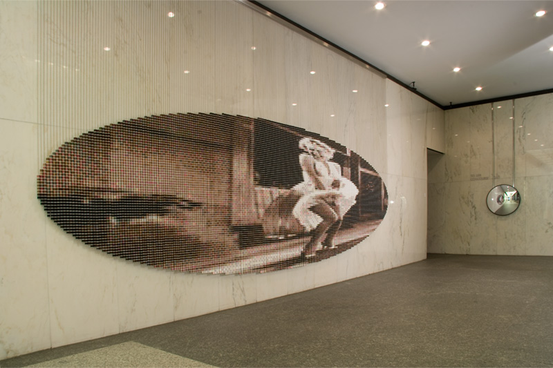 Three Site-Specific Thread Spool Installations by Devorah Sperber, commissioned by NYFA for Vornado Realty Trust, for the Lobby of One Penn Plaza, New York City, 2007