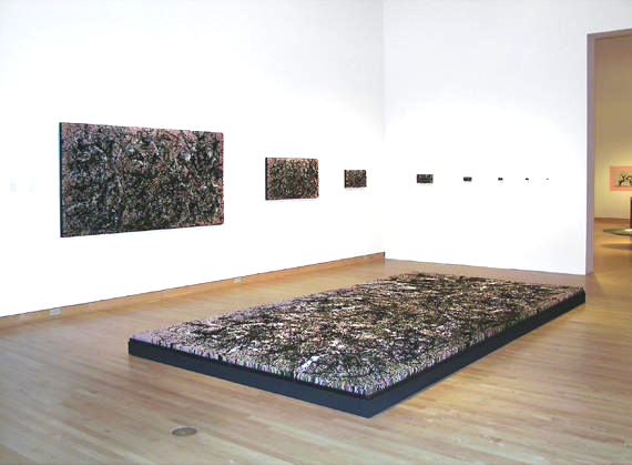 Shag Rug Series (After Pollock), 2002, by Devorah Sperber, Installation View from Solo Exhibition at John Michael Kohler Art Center, 2003