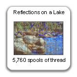 Reflections on a Lake, detail view from 20', constructed from 5,760 spools of Coats & Clark Thread, 1999
