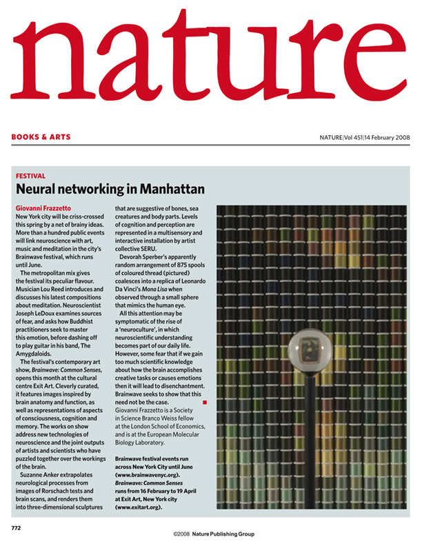 Neural networking in Manhattan, review, and photograph of "After The Mona Lisa 4," by Devorah Sperber,  Nature, February 14, 2008