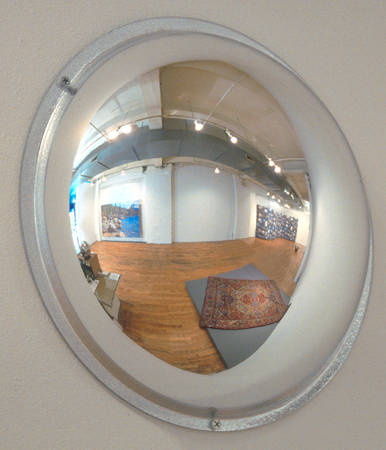 Installation view as seen in a convex viewing hemisphere of: POST-DIGITAL: 800 lbs. of Pixels, Artist: Devorah Sperber, HEREArt Gallery, Soho NY, March 2001