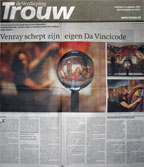 Trouw Newpaper, The Netherlands, Article about "After The Last Supper," by Devorah Sperber, on display as part of "Rock My Religion," organized by Oda Park, Venray, The Netherlands, August 18, 2007